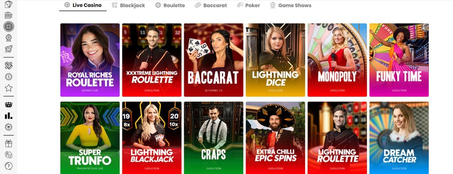 WSM Casino shines with its roulette, blackjack, and baccarat portfolios, as well as dedicated live dealer lobbies for each game type.