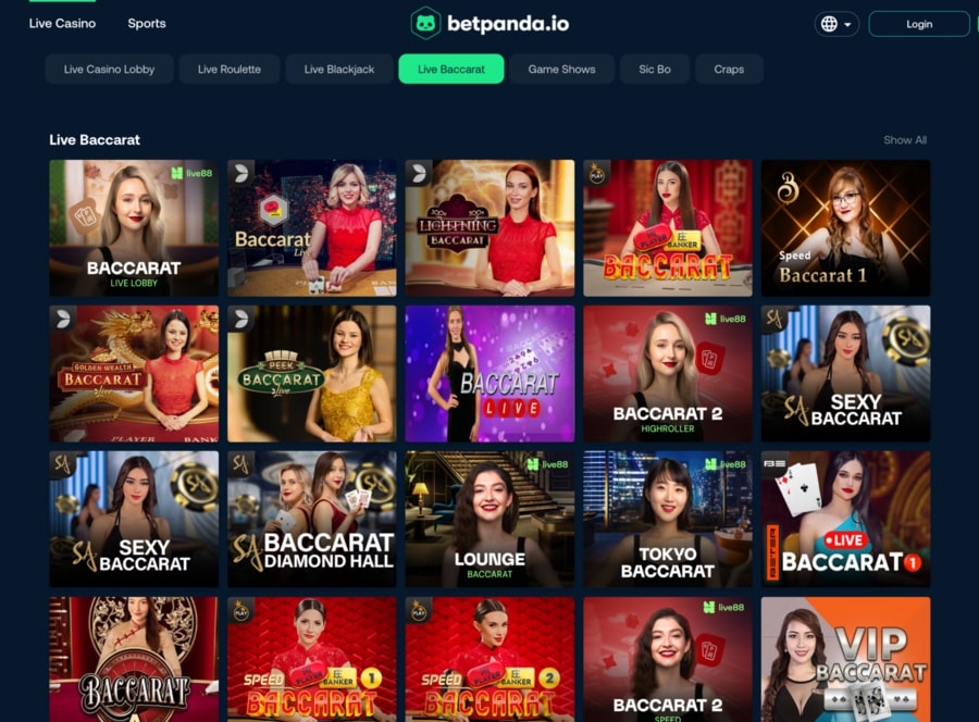 Check out the live baccarat titles available at Betpanda Casino!