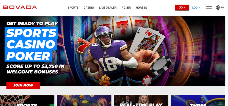 Visit the official Bovada website and click on the Register button.