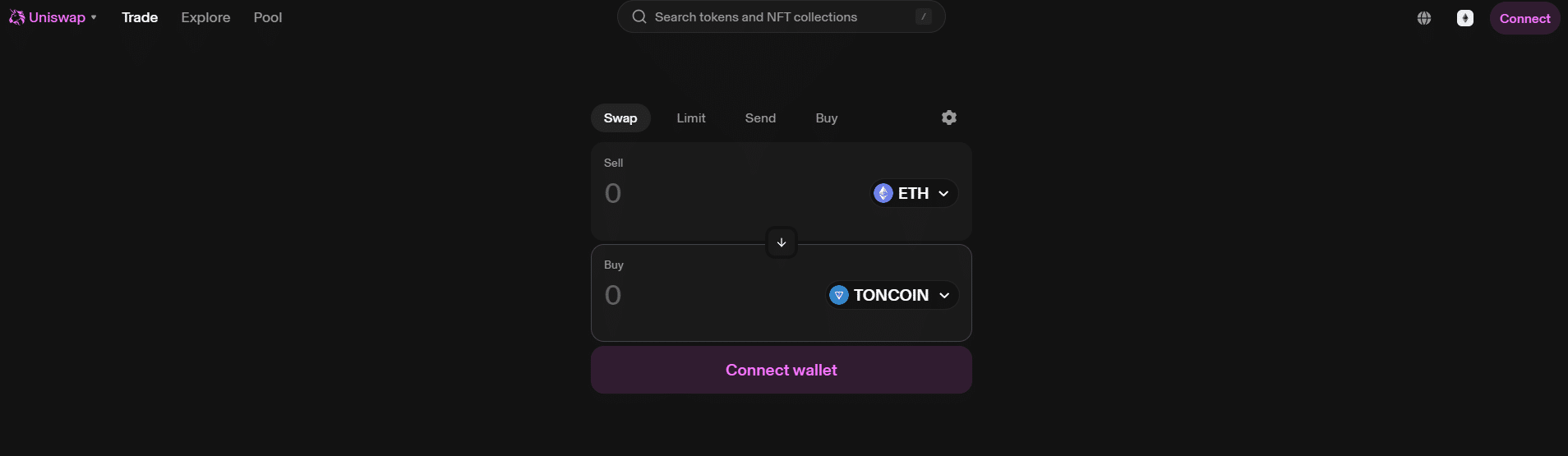 Buy ton on Uniswap - ETH/TON swap 