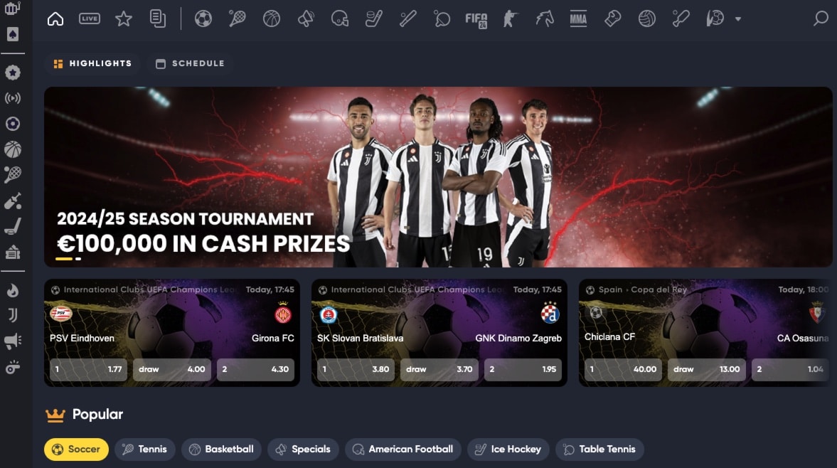 Sports betting on instant casino
