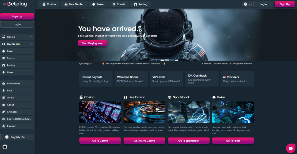 Betplay Casino Homepage