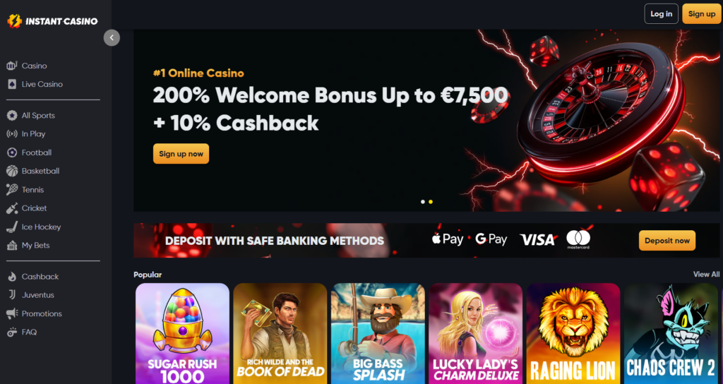 Instant Casino Homepage