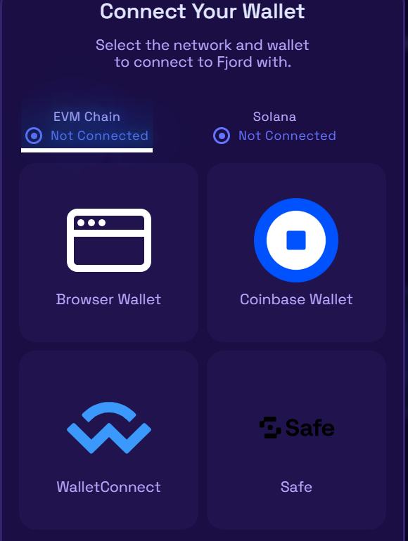 Connect wallet on Fjord