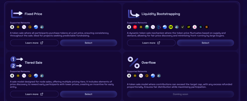 Token sale options