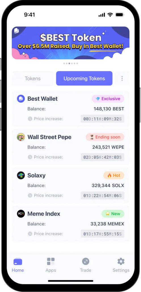 Best Wallet upcoming tokens launchpad