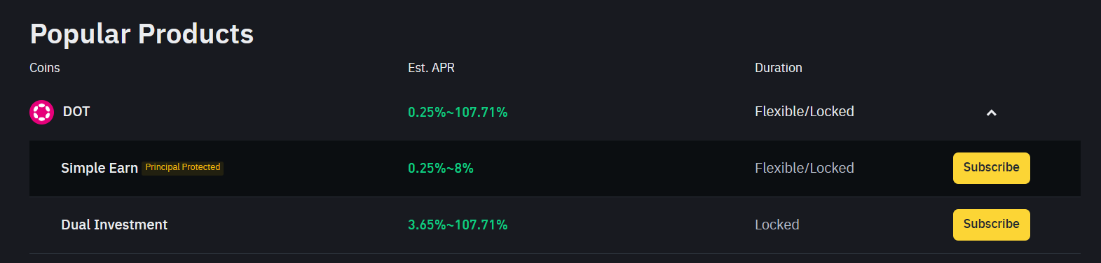 binance earn DOT staking
