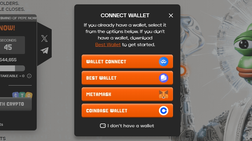 connect to the mind of pepe presale