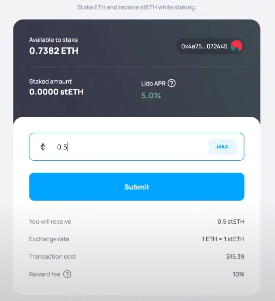 Ledger staking amount