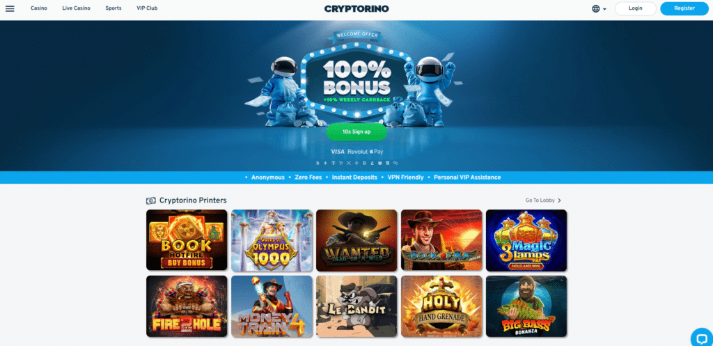 Claim a 1 BTC welcome bonus at Cryptorino Casino