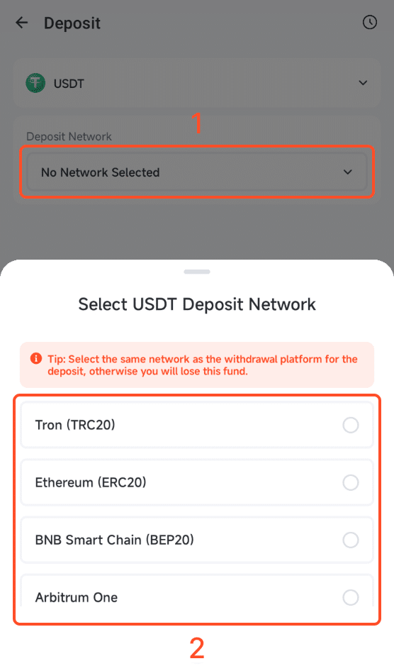 Deposit USDT on Pionex