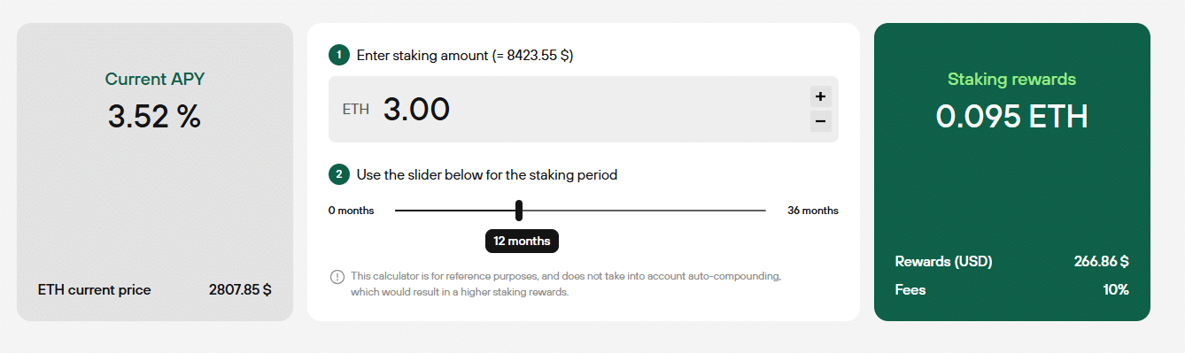 ETH APY calculator on Trezor