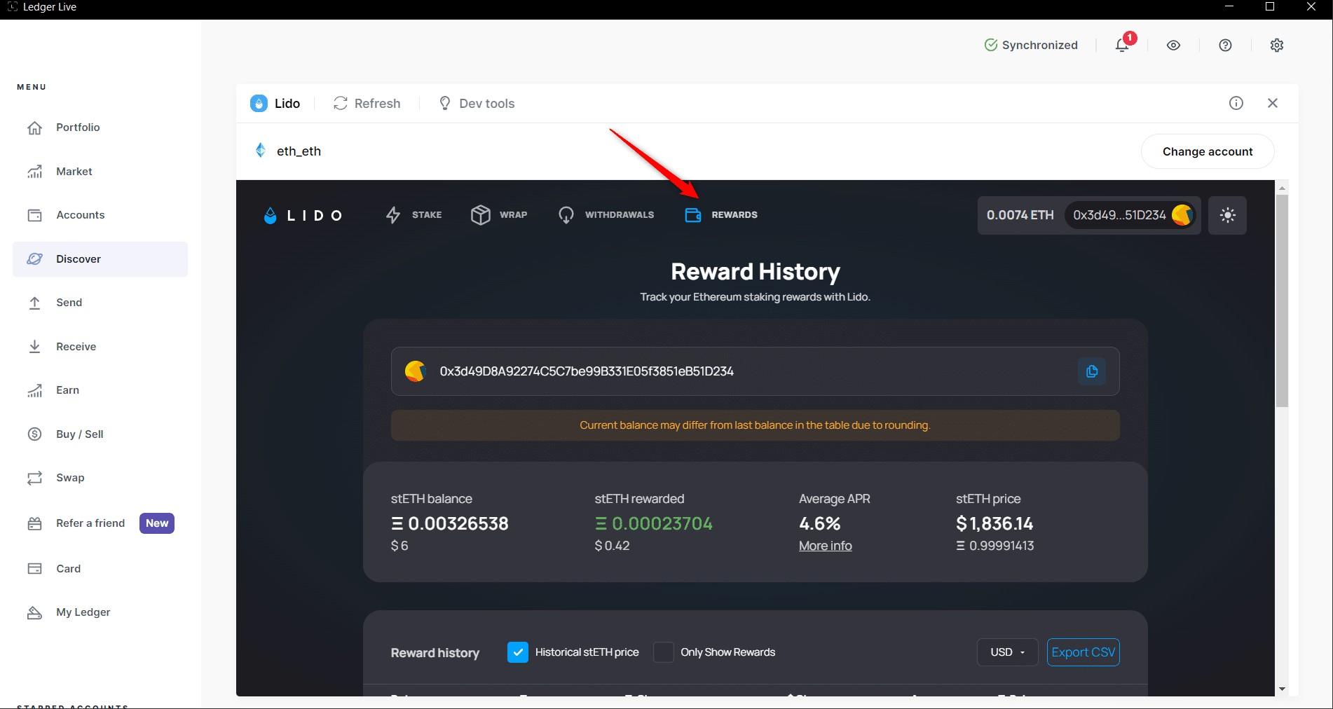 Ledger staking rewards