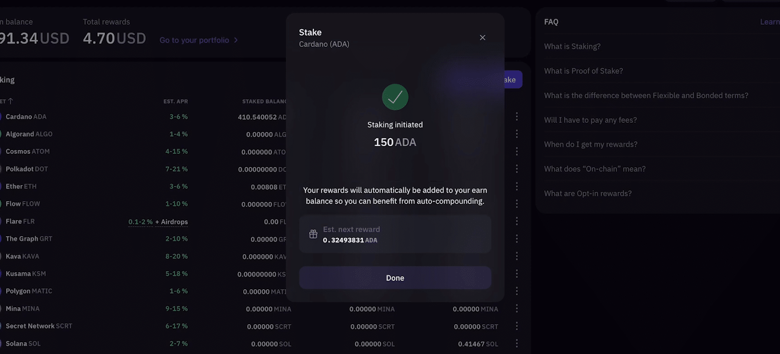 kraken stake ada