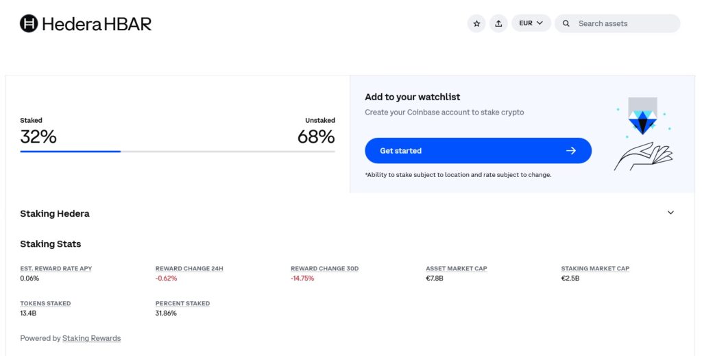 Coinbase Hedera HBAR staking