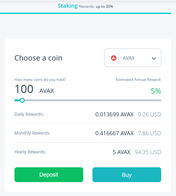 Best exchange to stake AVAX