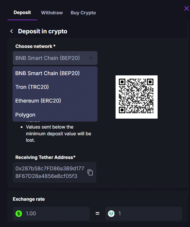 Deposit using Tether (USDT) at CoinCasino