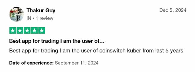CoinSwitch review on TrustPilot