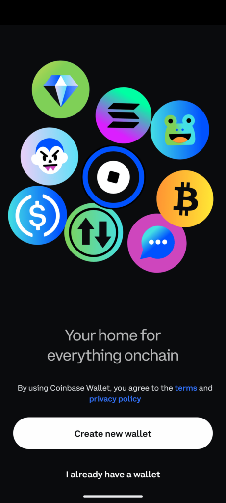 Create a new wallet with Coinbase Wallet