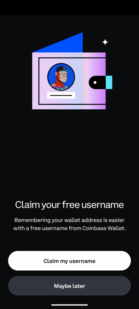 Create a username with Coinbase Wallet