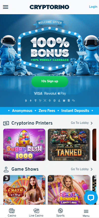 Download the Cryptorino Casino mobile app on iPhone