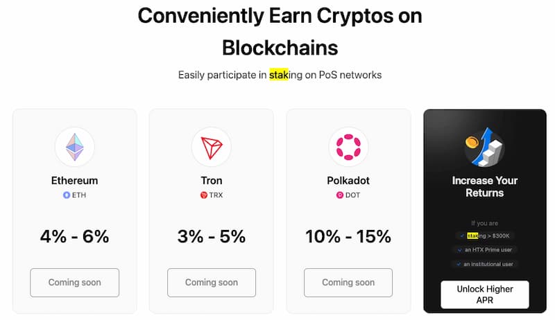 HTX exchange review- staking on PoS networks