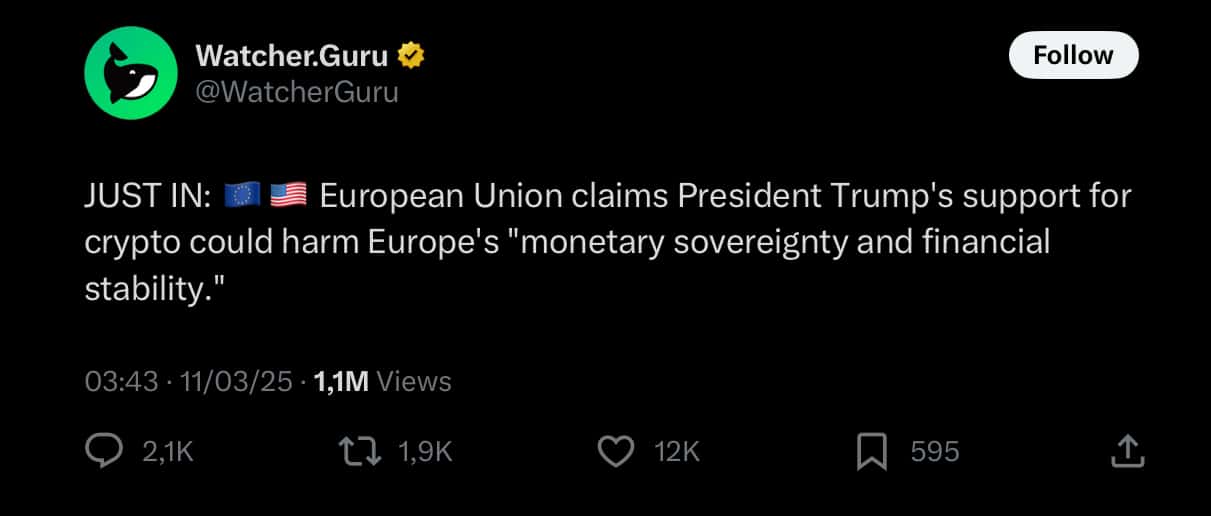 L'UE attacca i piani di Trump sulle criptovalute: distruggeranno l'euro?