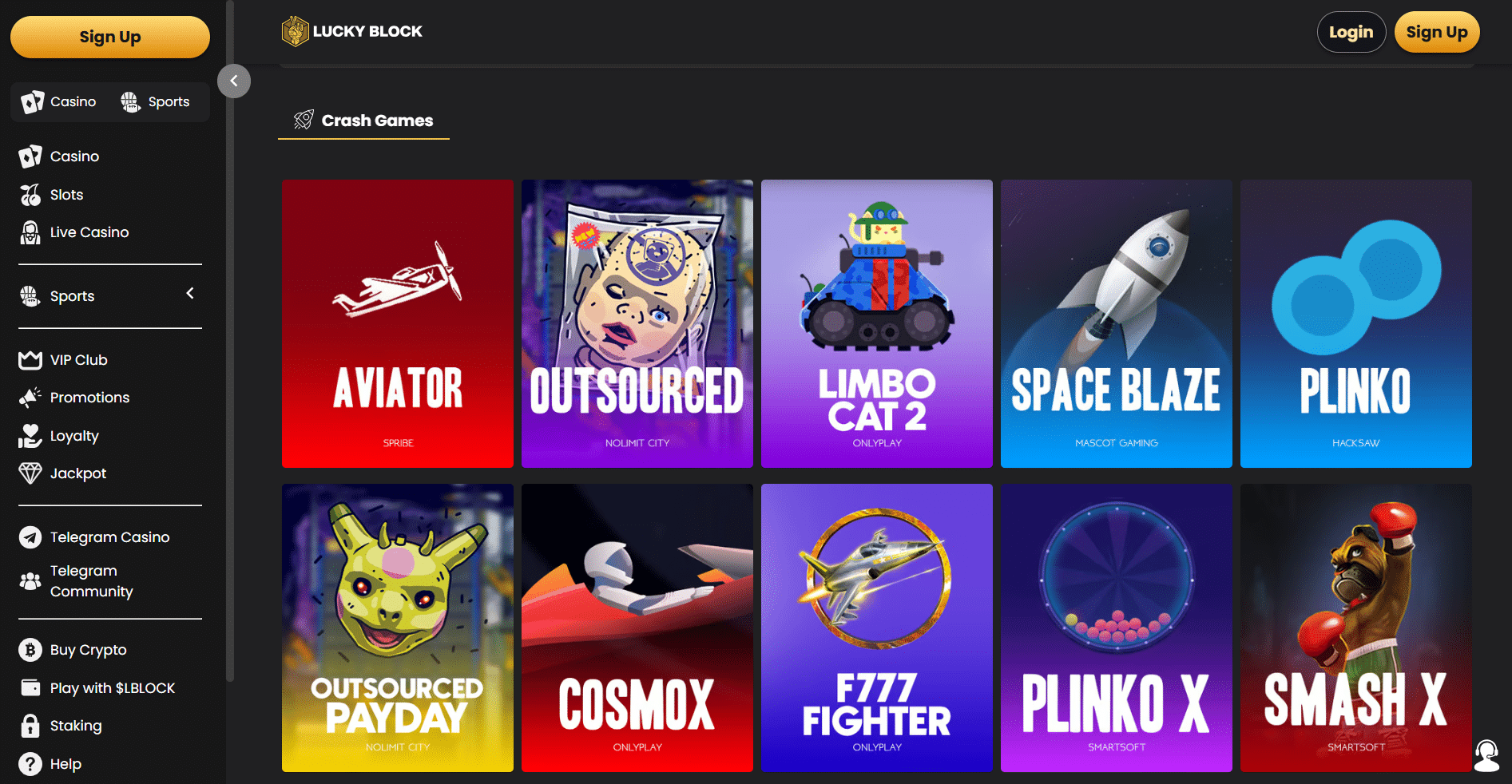 Play provably fair crash games at Lucky Block casino