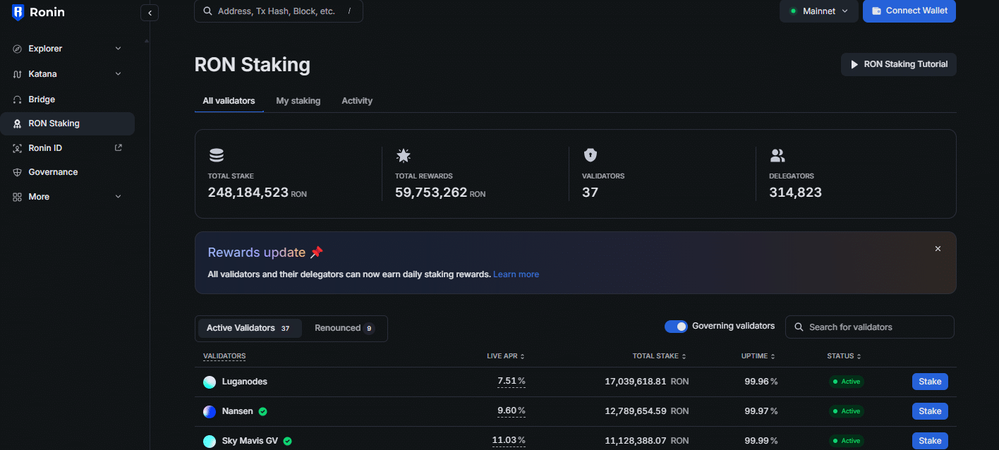 What is RON staking