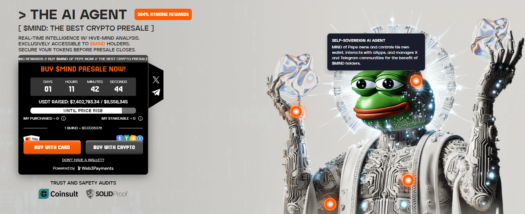 LimeWire is up 40% in 24 hours fueled by its 2025 roadmap focusing on AI integration and expansion. Mind of Pepe raises over $7.4 million 
