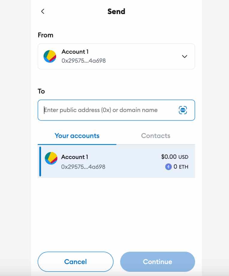how to send ETH on MetaMask
