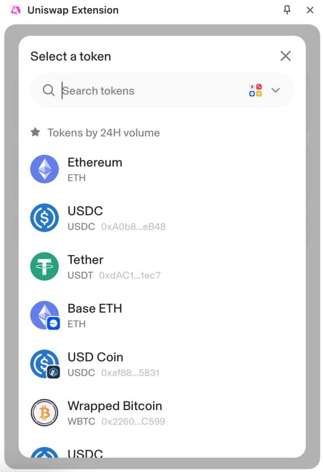 Uniswap Wallet supported tokens