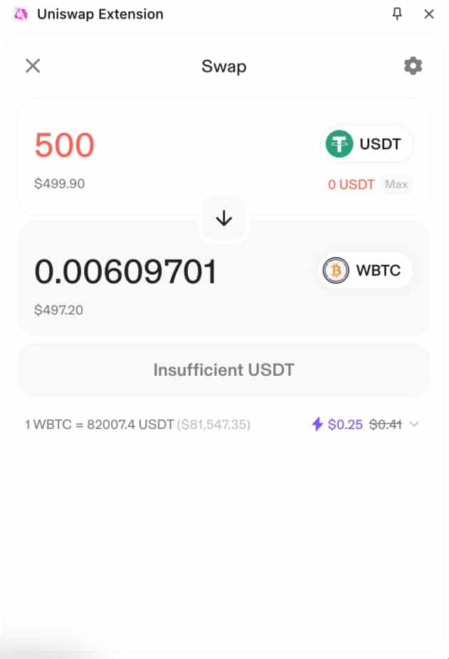 Uniswap Wallet token swaps