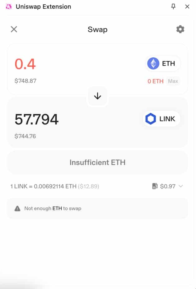 Uniswap Wallet exchange swapping