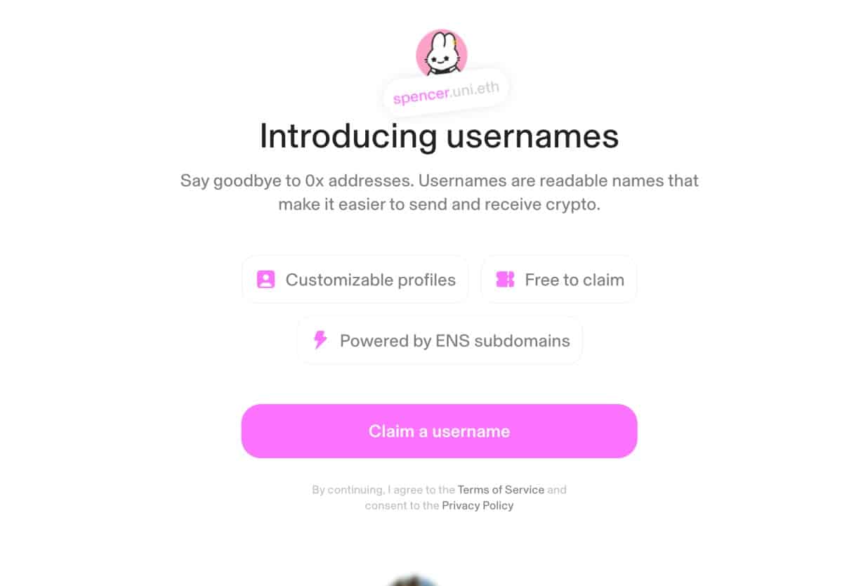 Uniswap Wallet username