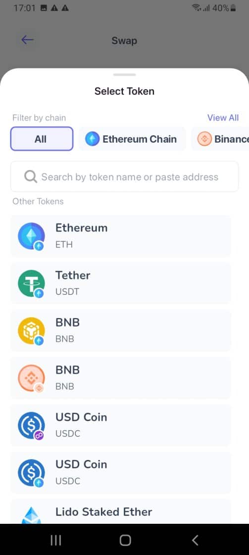 Deposit BNB in a wallet