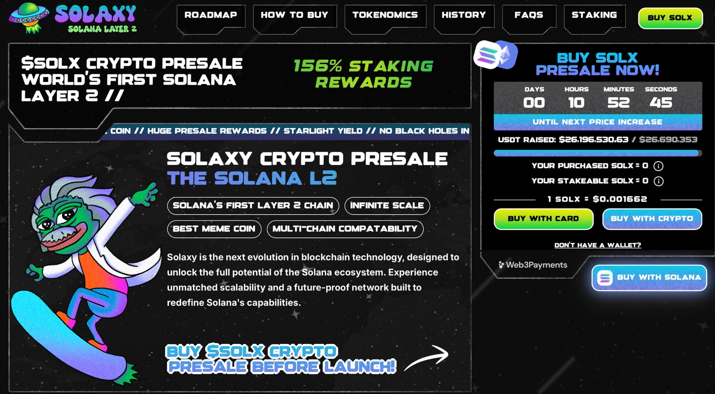 Solana layer-2 solaxy to solve scalability and congestion issues. Sol