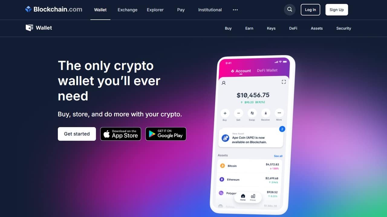 Blockchain Wallet homepage