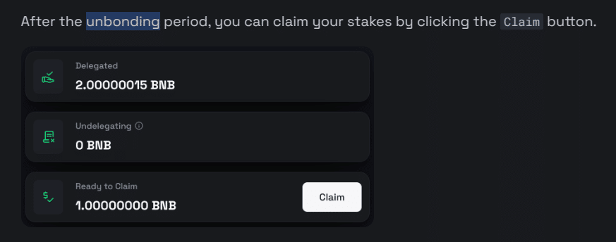bnb staking unbonding period