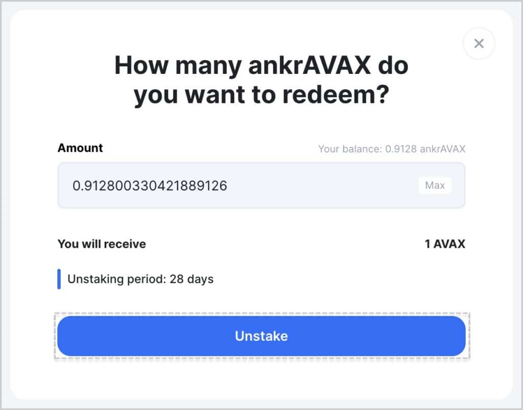 How to unstake AVAX