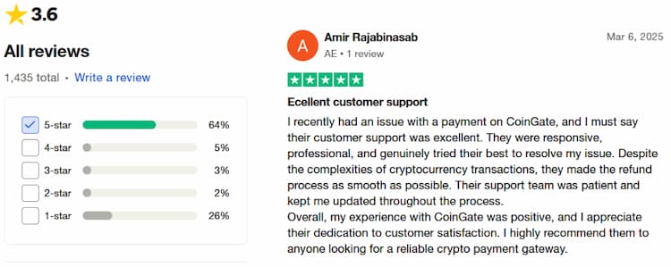 coingate review on trustpilot