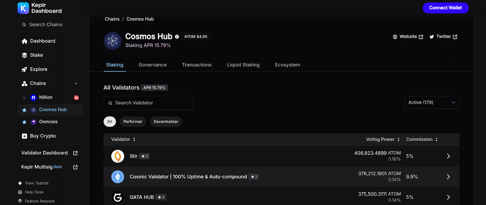 cosmos validators