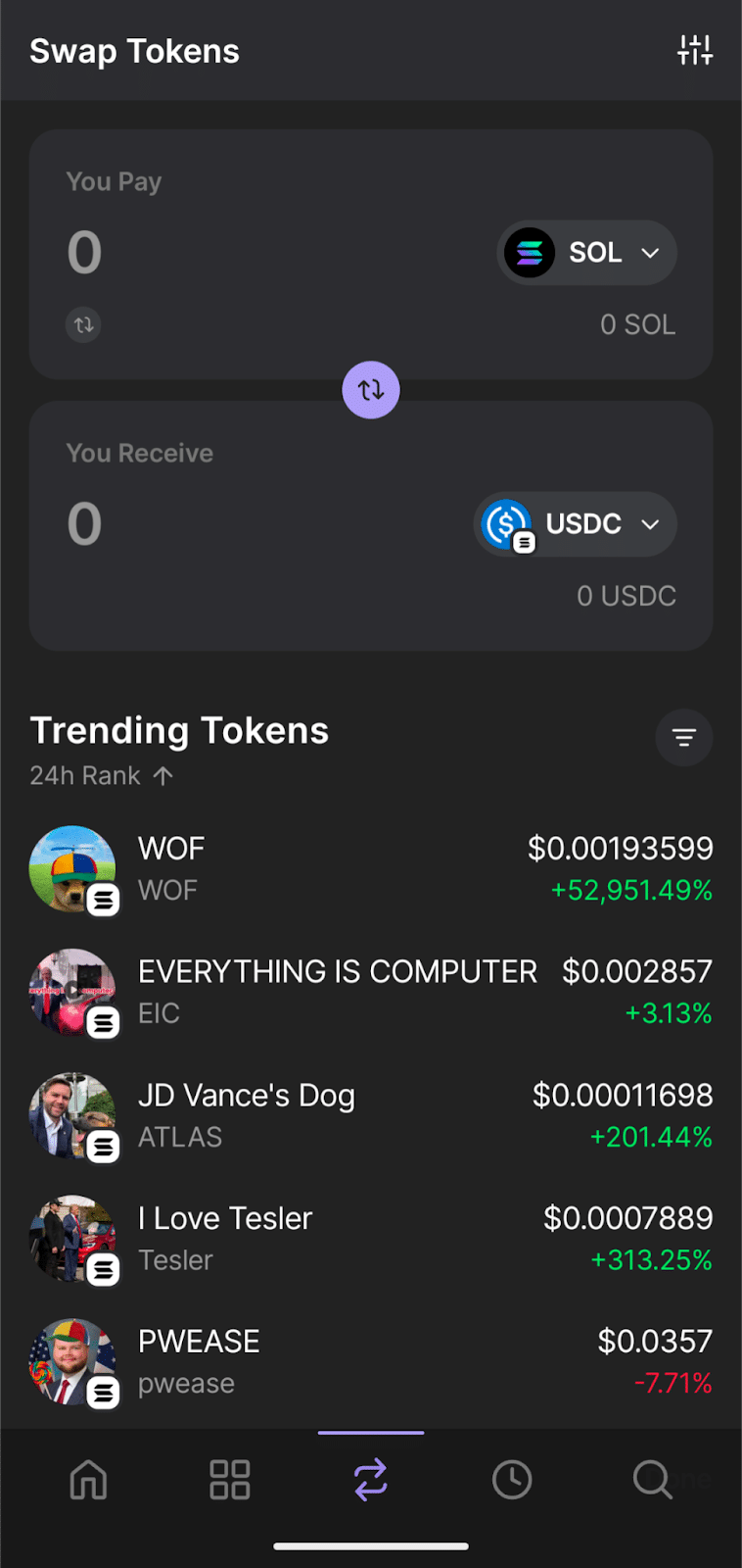 phantom wallet swap tokens