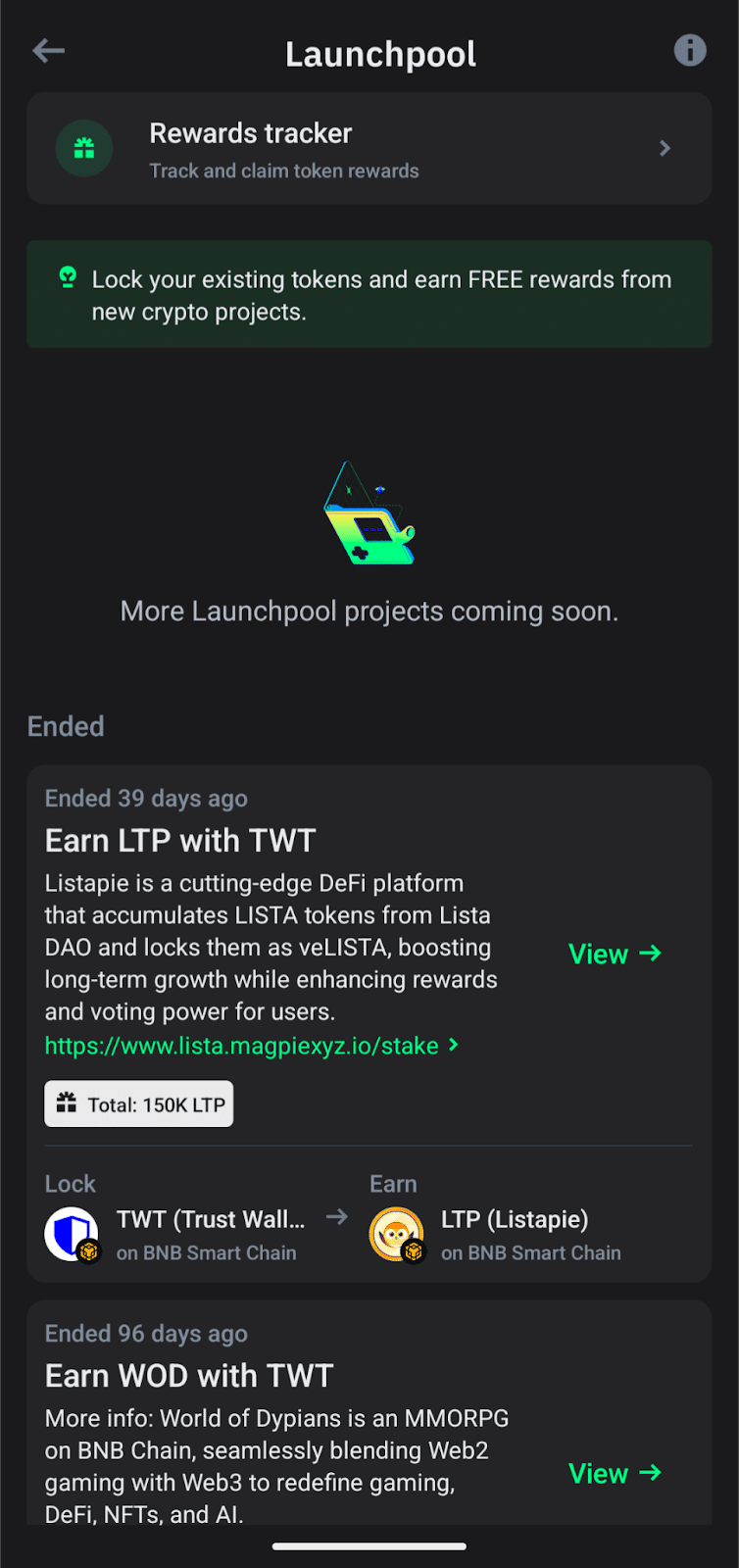 trust wallet binance launchpool