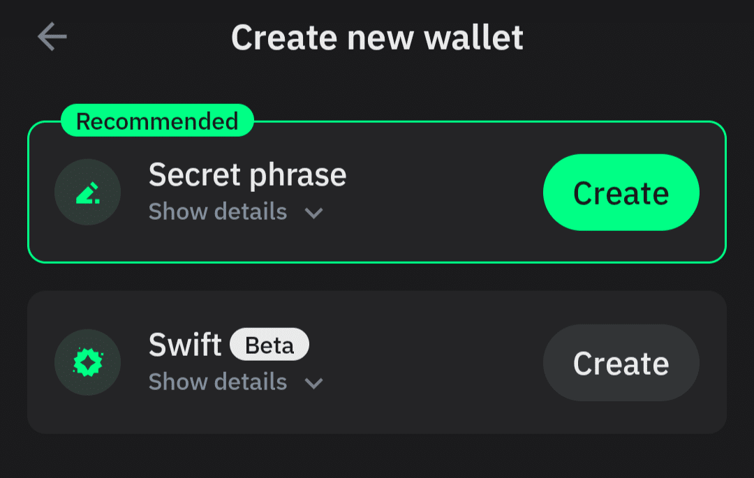 trust wallet choose backup method