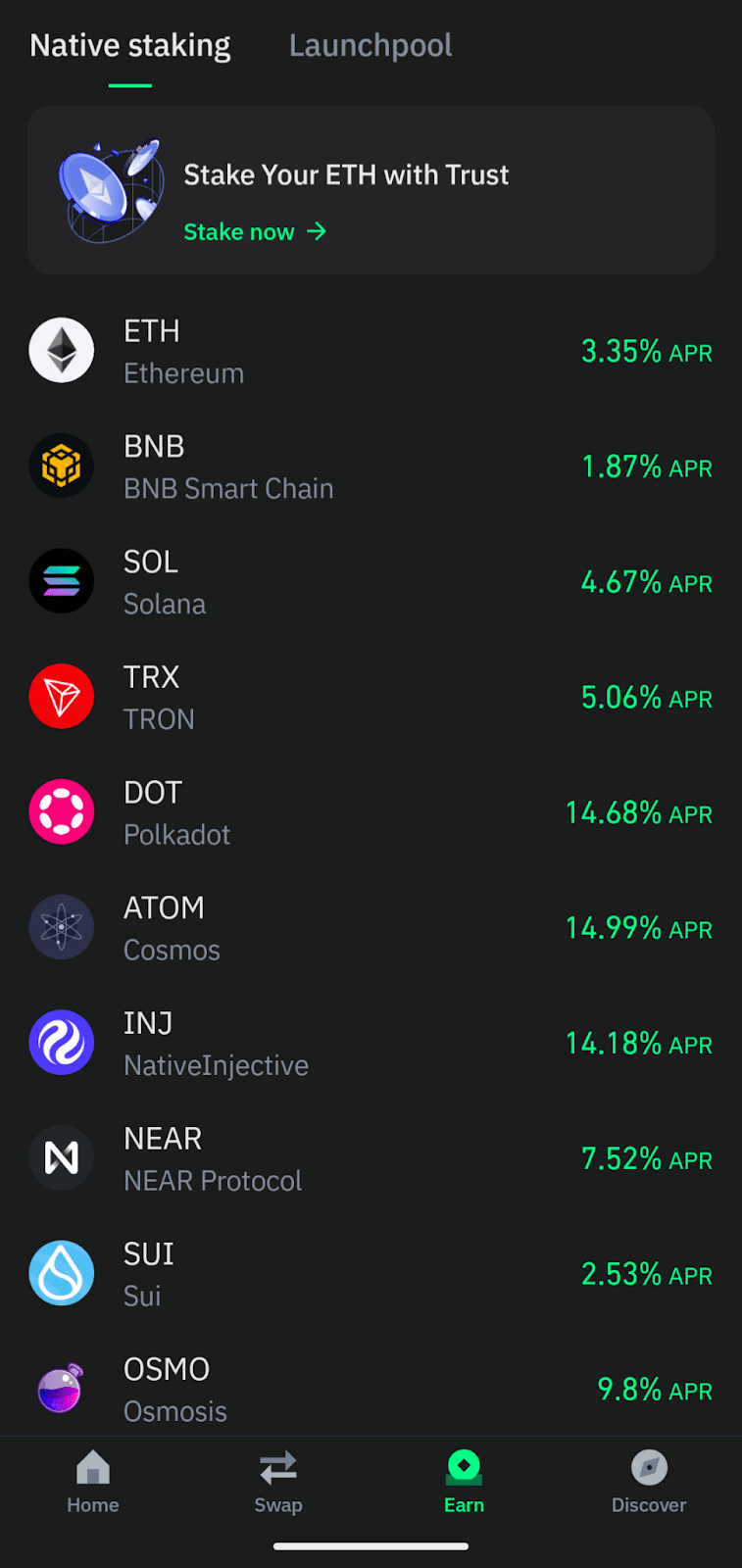 trust wallet native staking