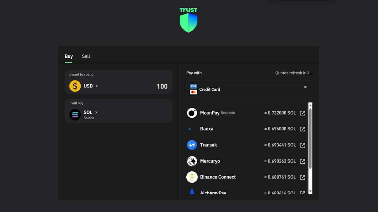 Trust Wallet onramping