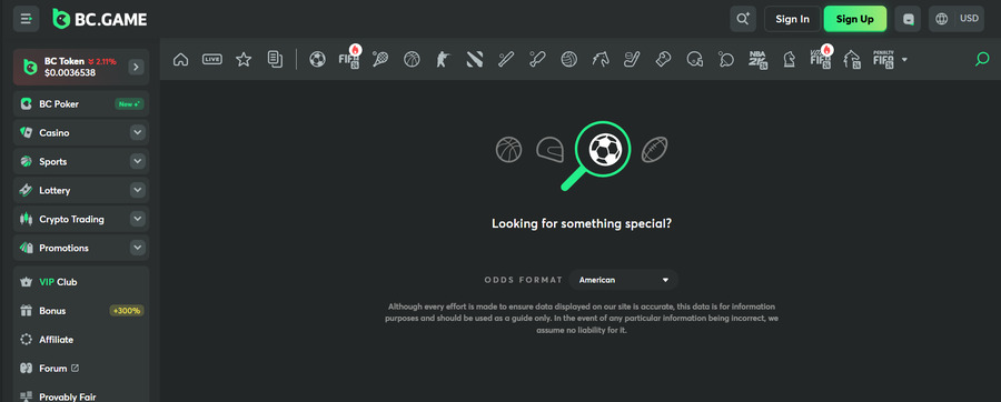 BC.Game features a search bar in the top right where you can find StarCraft 2 bets in seconds.