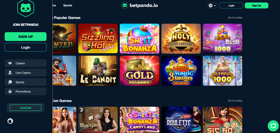 Betpanda Casino lets you download its native iOS app from the sidebar on its official website