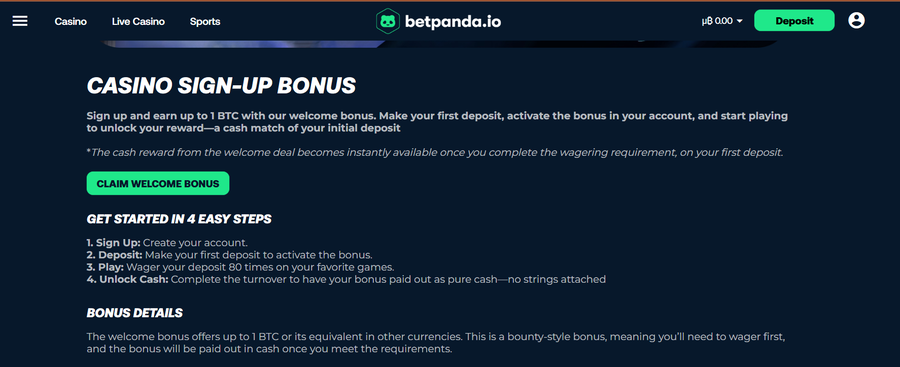 Crypto casinos such as Betpanda allow you to sign up with just an email address